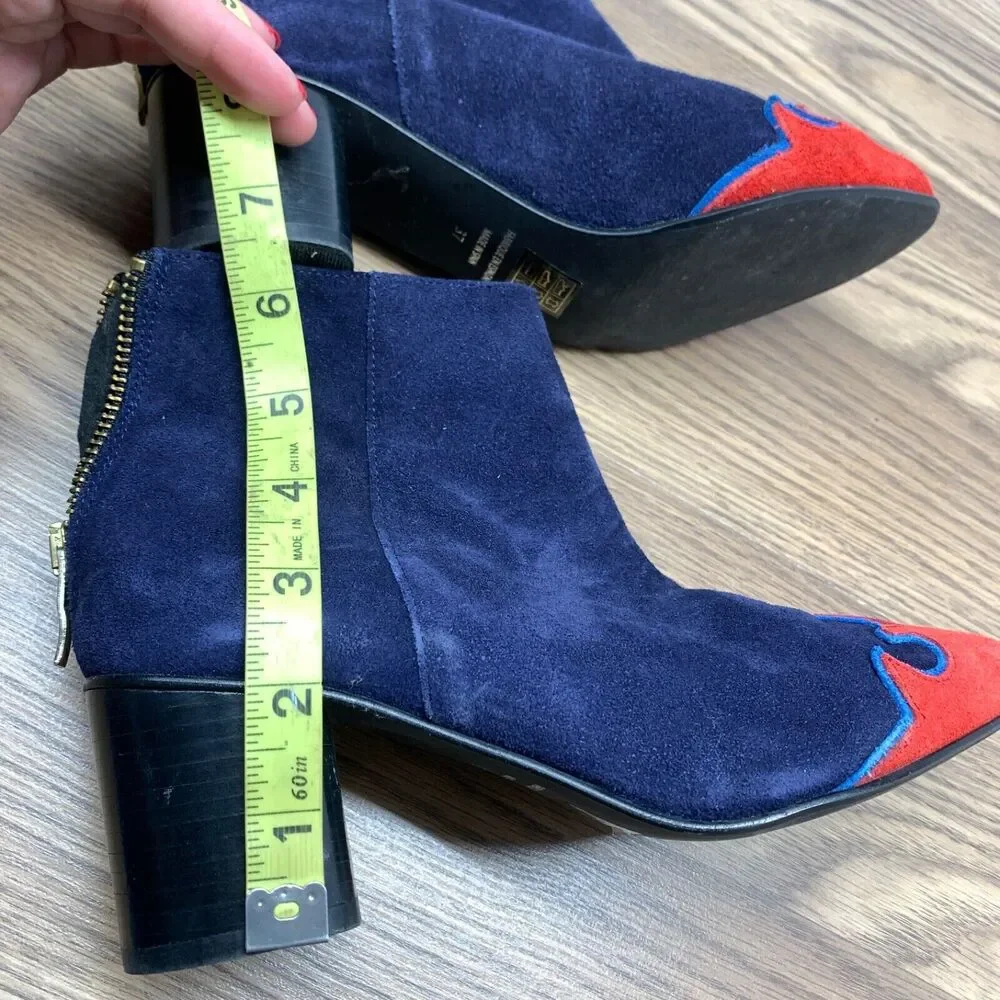 Free People Adelle Ankle Boot Blue‎ And Red Flame Size 37 / 7 MSRP: $195